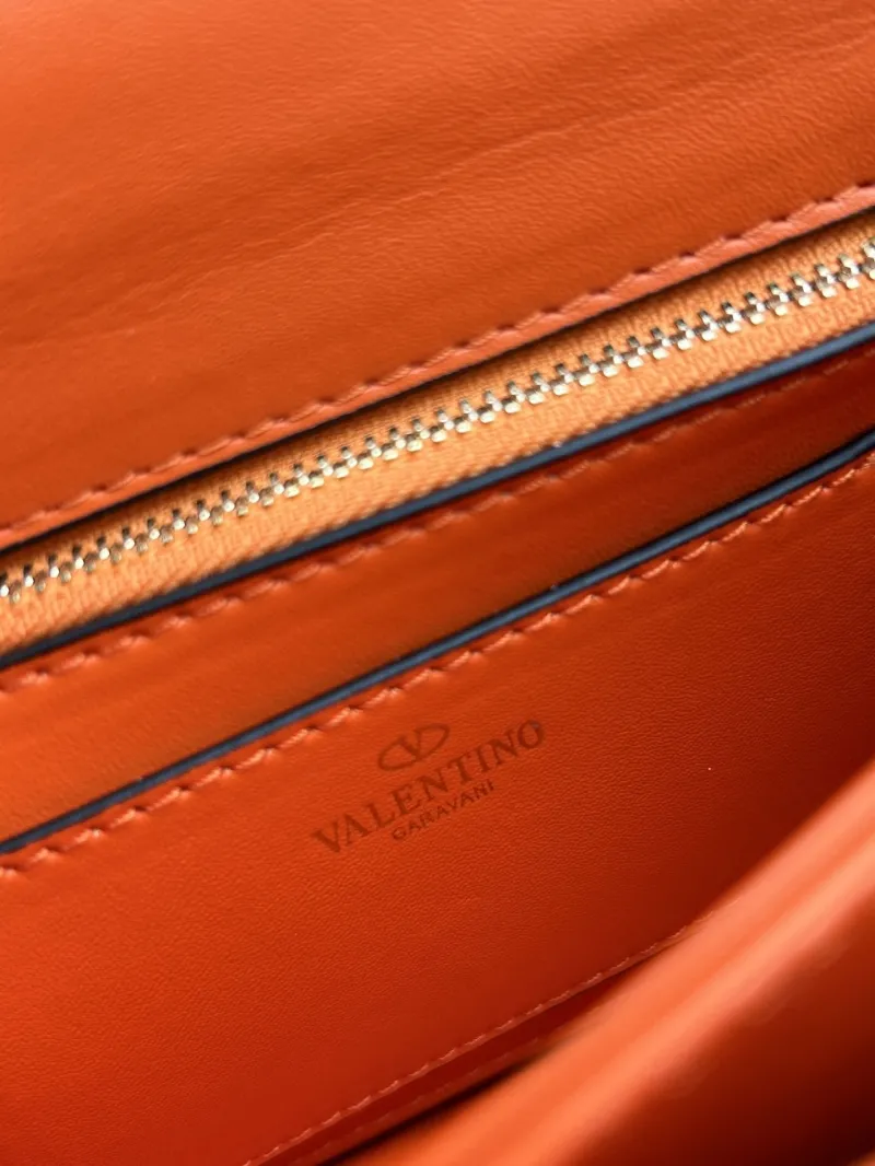 Valentino Orange Ostrich Leather Satchel Crossbody Bag 20260-2 - Image 8