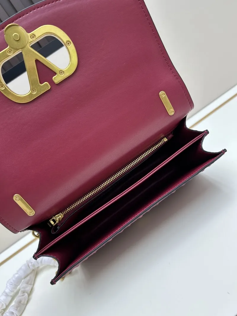 Valentino Burgundy Ostrich Leather Chain Crossbody Bag 20261-2 - Image 7