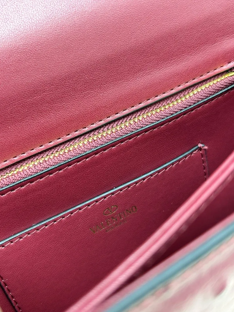 Valentino Burgundy Ostrich Leather Chain Crossbody Bag 20261-2 - Image 8