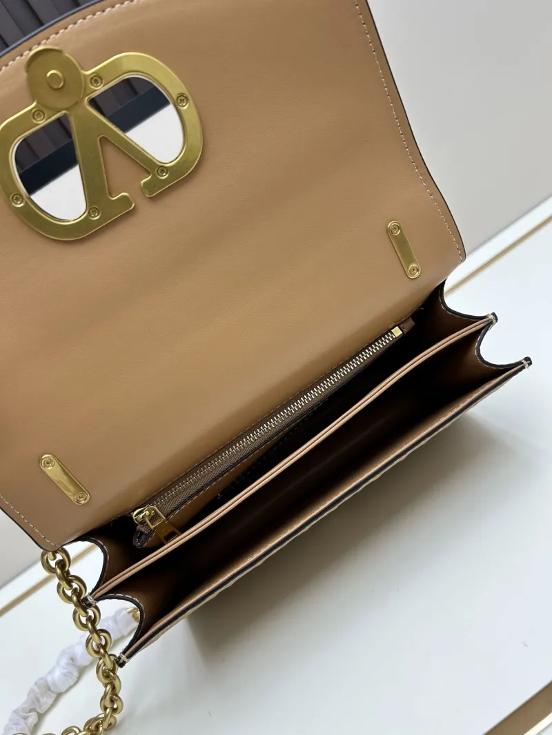 Valentino Tan Ostrich Leather Chain Satchel Bag 20261-2 - Image 7