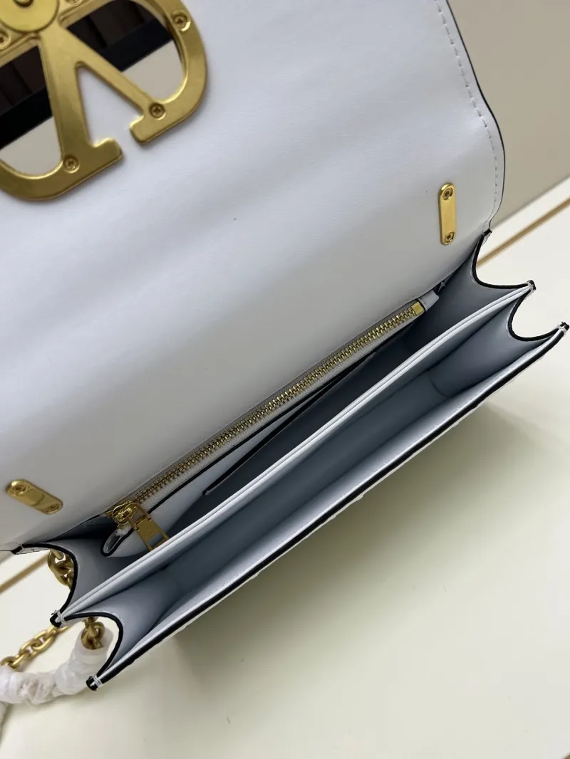Valentino White Ostrich Leather Chain Satchel Bag - Image 7