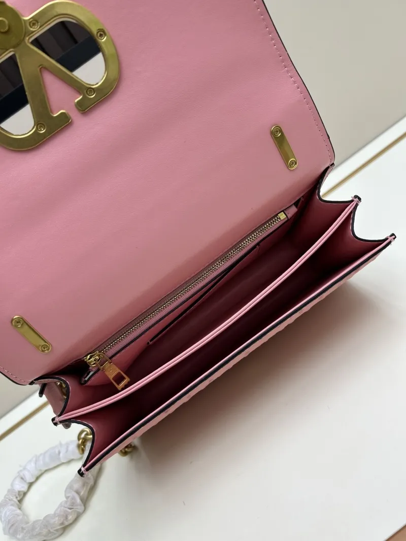 Valentino Pink Ostrich Leather Chain Satchel Bag 20261-2 - Image 7