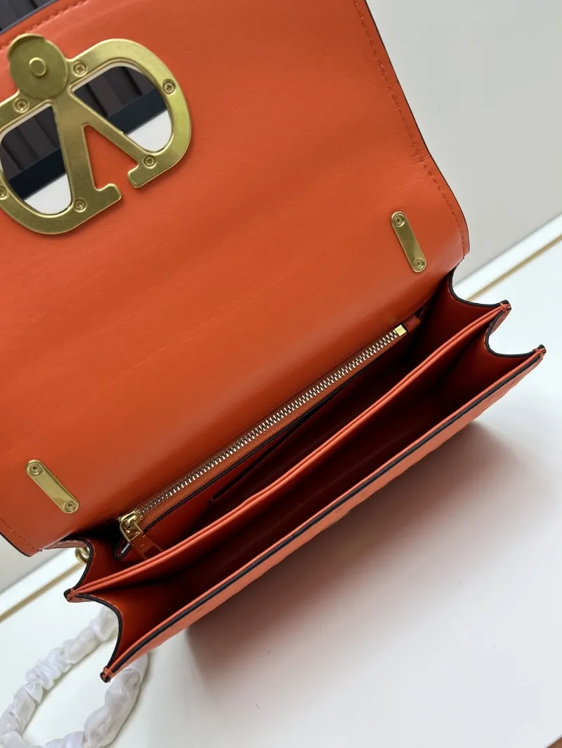 Valentino Orange Ostrich Leather Chain Satchel Bag 20261-2 - Image 7