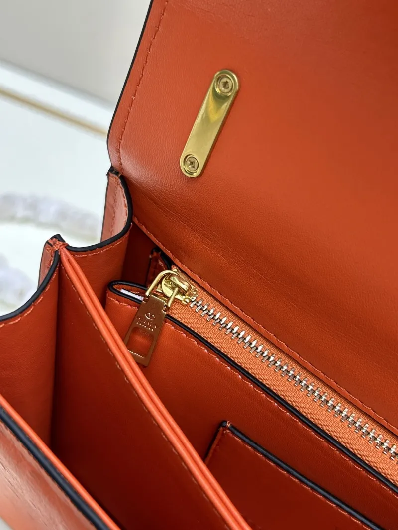 Valentino Orange Ostrich Leather Chain Satchel Bag 20261-2 - Image 8