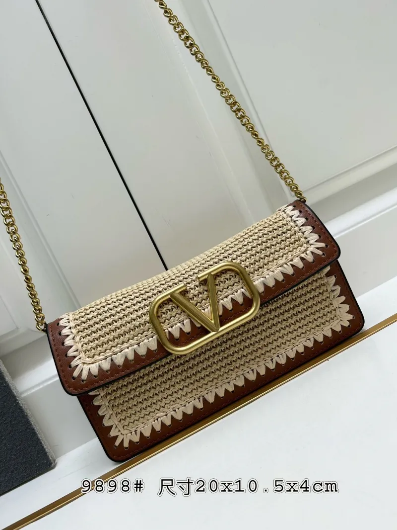 Alternative view of Valentino Beige Brown Raffia Woven Crossbody Bag 9898