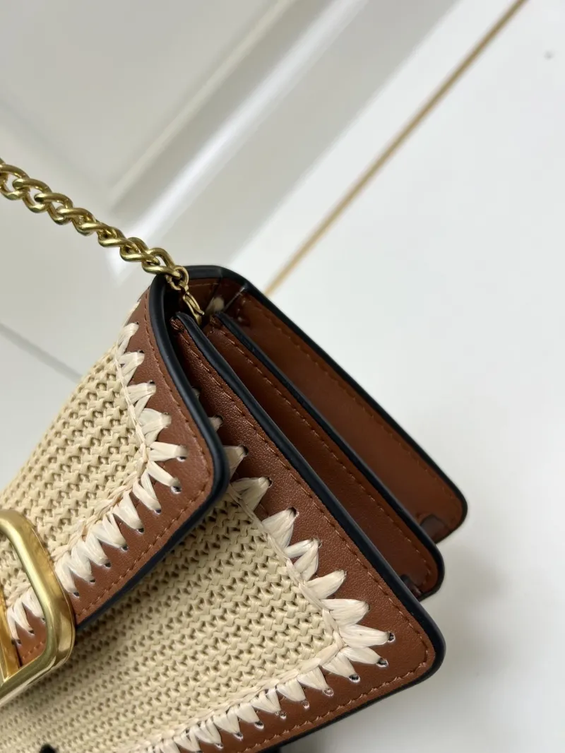 Valentino Beige Brown Raffia Woven Crossbody Bag 9898 - Image 5