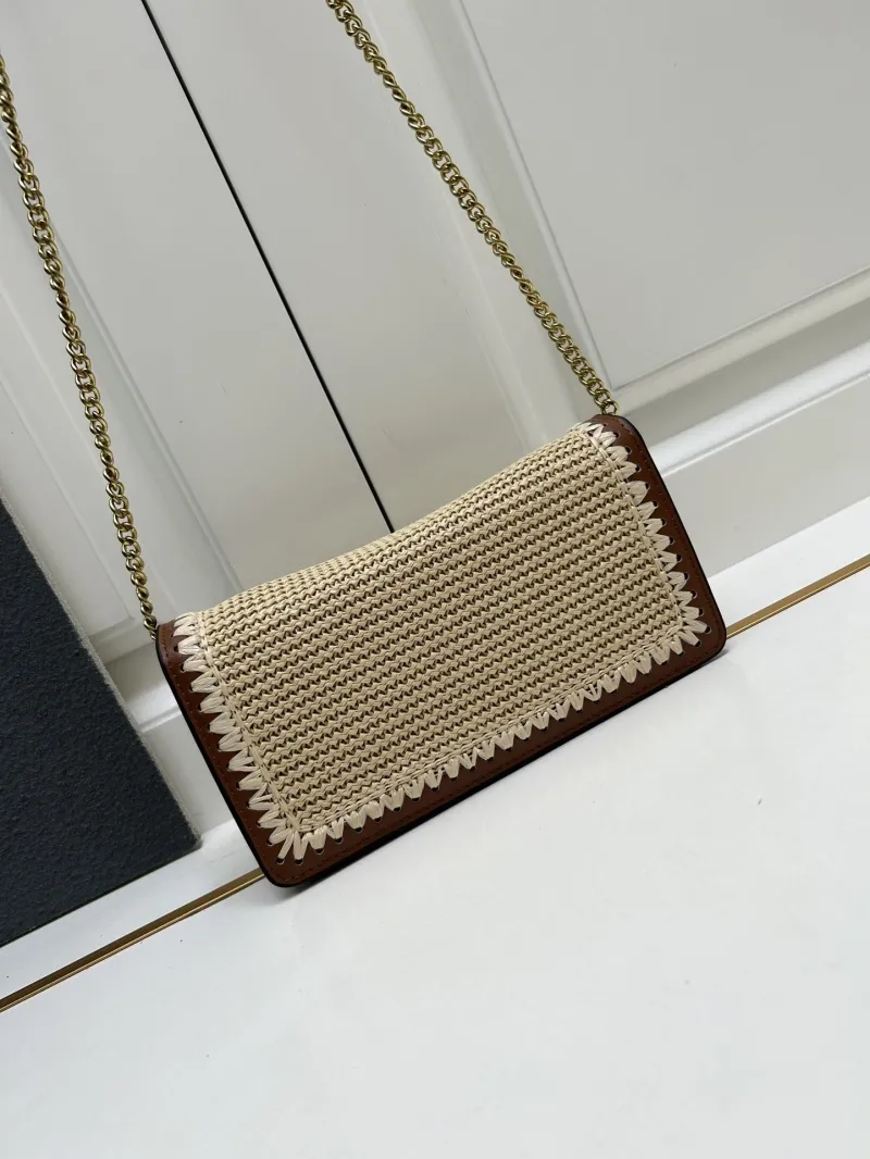 Valentino Beige Brown Raffia Woven Crossbody Bag 9898 - Image 6