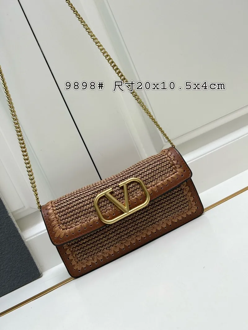 Valentino Brown Woven Chain Crossbody Bag 9898