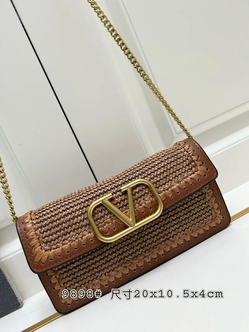 Alternative view of Valentino Brown Woven Chain Crossbody Bag 9898