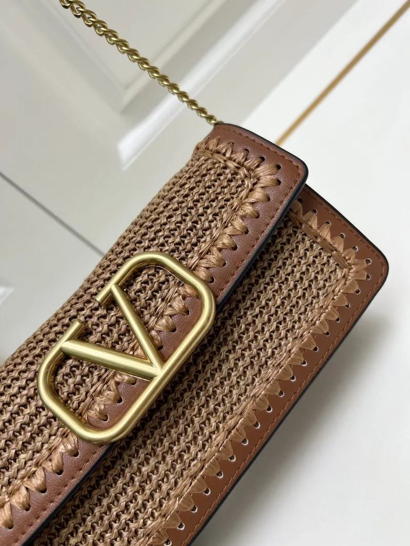 Valentino Brown Woven Chain Crossbody Bag 9898 - Image 3