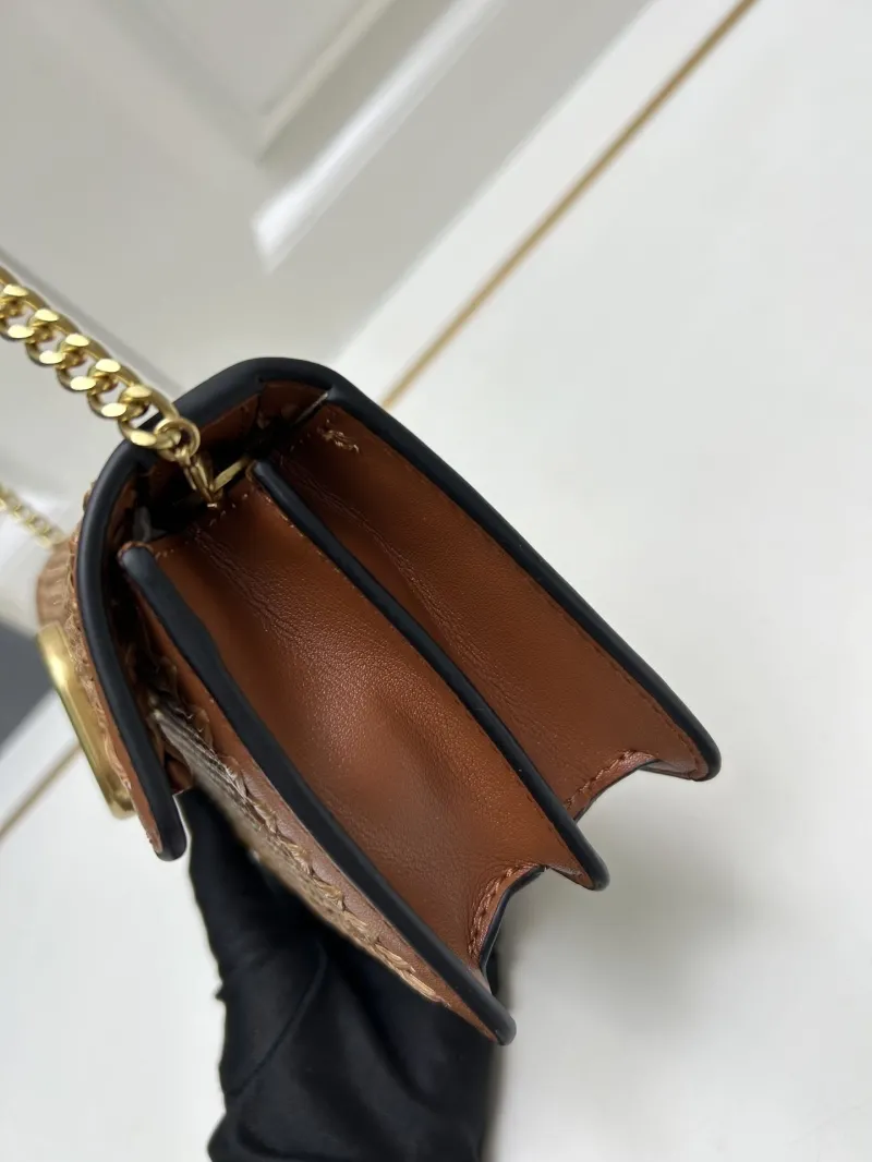 Valentino Brown Woven Chain Crossbody Bag 9898 - Image 5