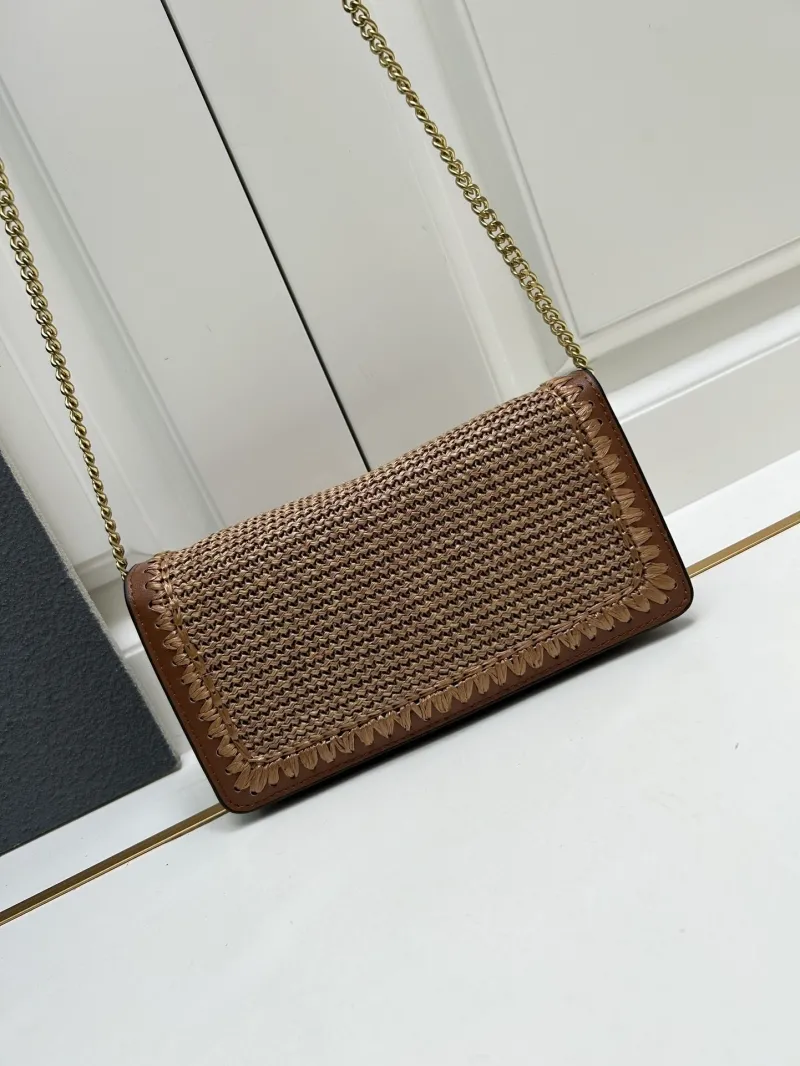 Valentino Brown Woven Chain Crossbody Bag 9898 - Image 6