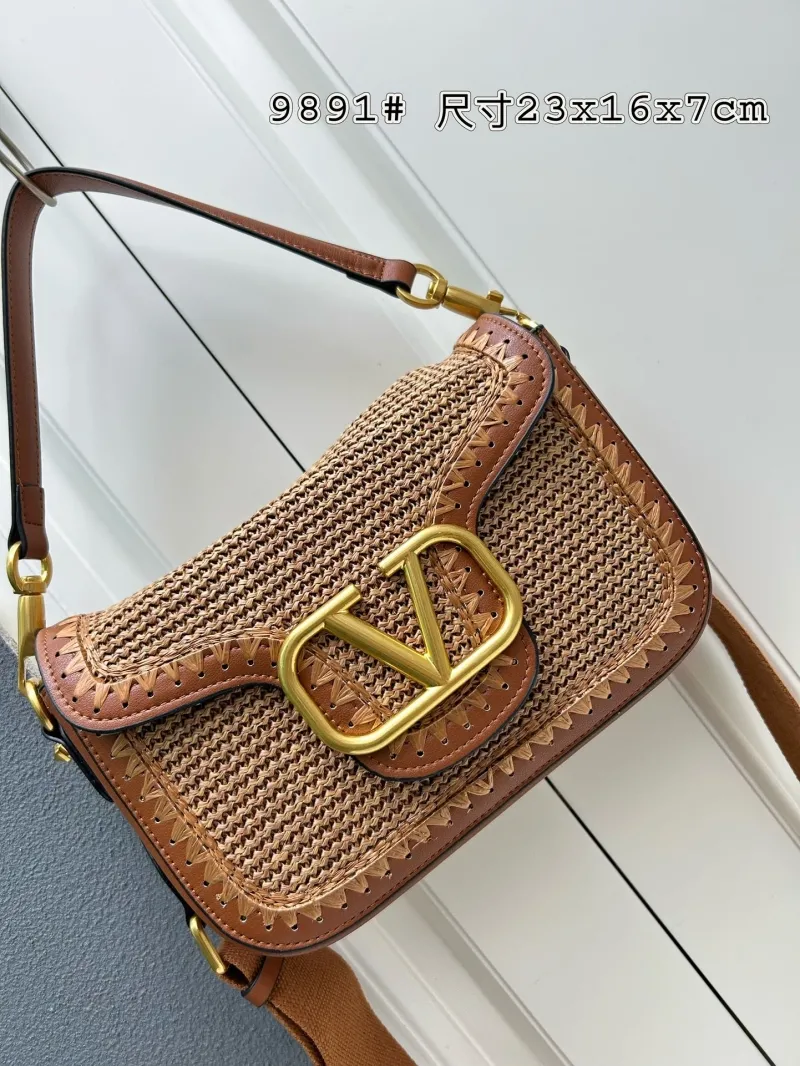 Alternative view of Valentino 9891 Brown Woven Satchel Bag