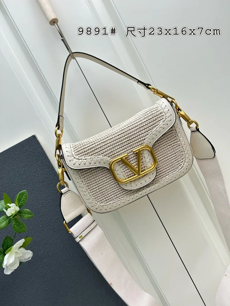 Valentino Woven Satchel Bag 9891 Off-White