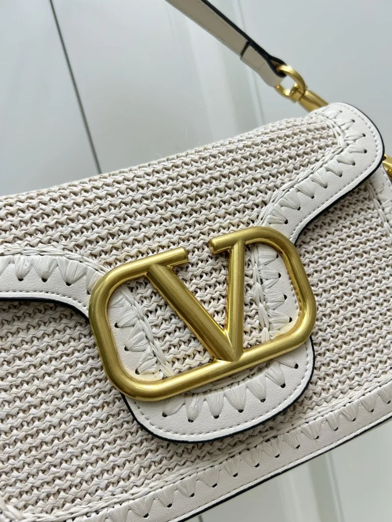 Valentino Woven Satchel Bag 9891 Off-White - Image 4