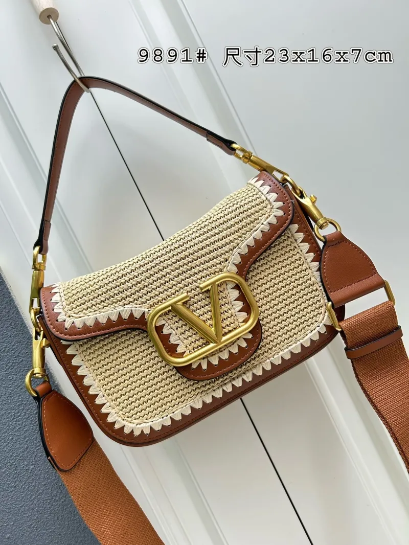 Alternative view of Valentino 9891 Beige Brown Woven Satchel Bag 23x16x7cm
