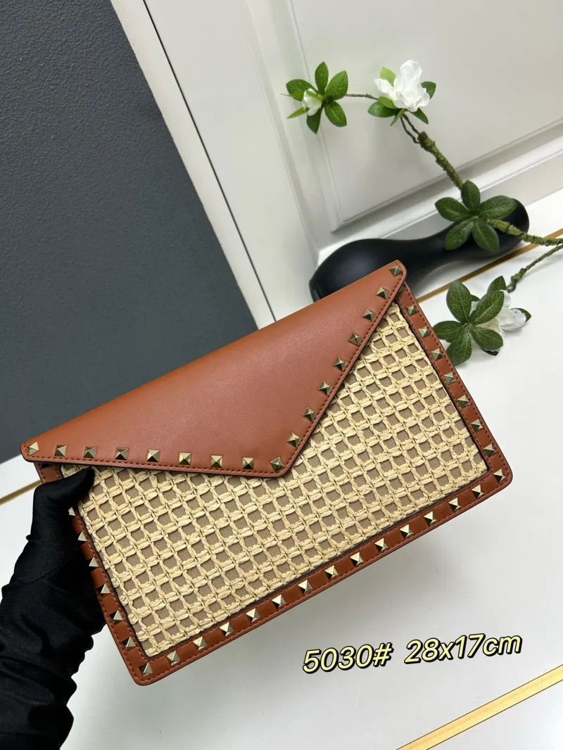 Valentino 5030 28x17cm Brown Beige Envelope Clutch Bag