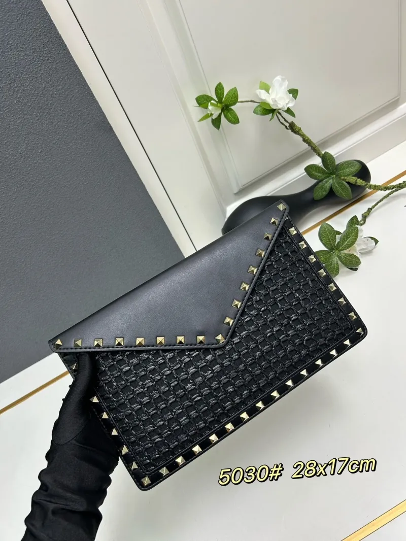 Valentino Black Studded Clutch Bag 5030 28x17cm