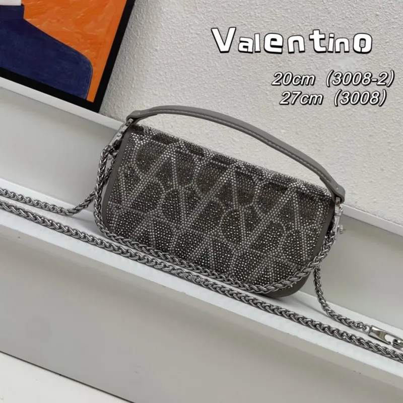Alternative view of Valentino Gray Rhinestone Satchel Bag 20cm 27cm