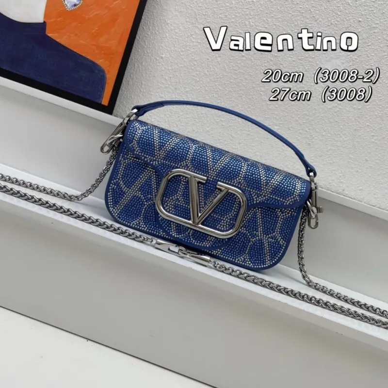 Valentino Blue Crystal Shoulder Satchel Bag 3008 20cm 27cm