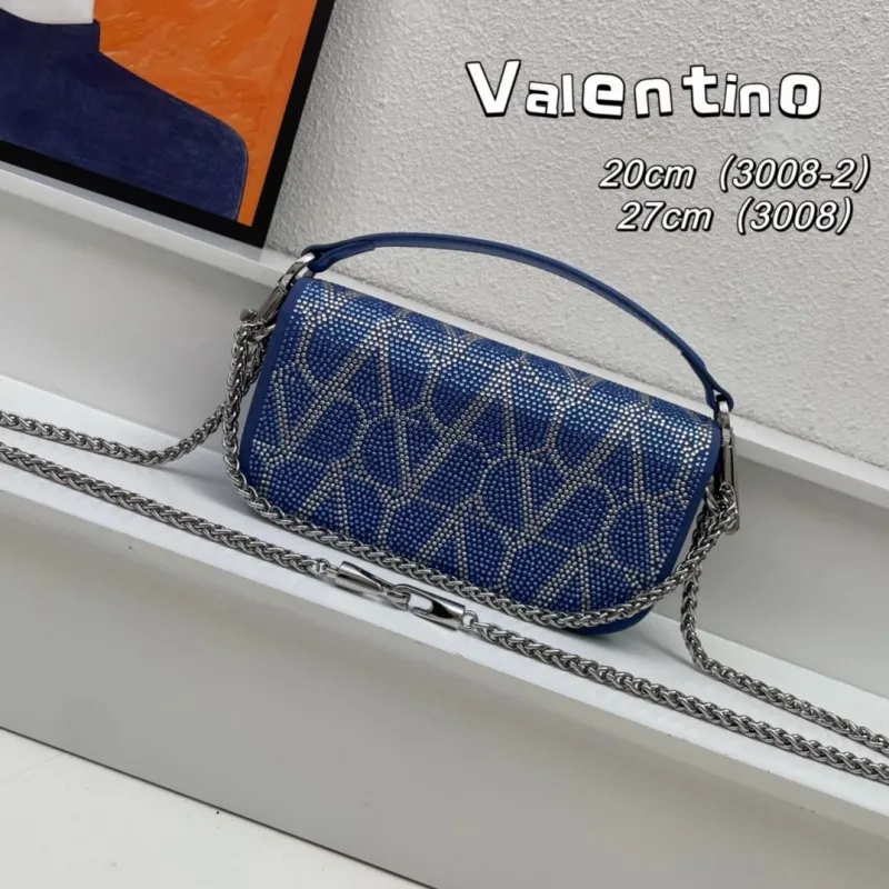 Alternative view of Valentino Blue Crystal Shoulder Satchel Bag 3008 20cm 27cm