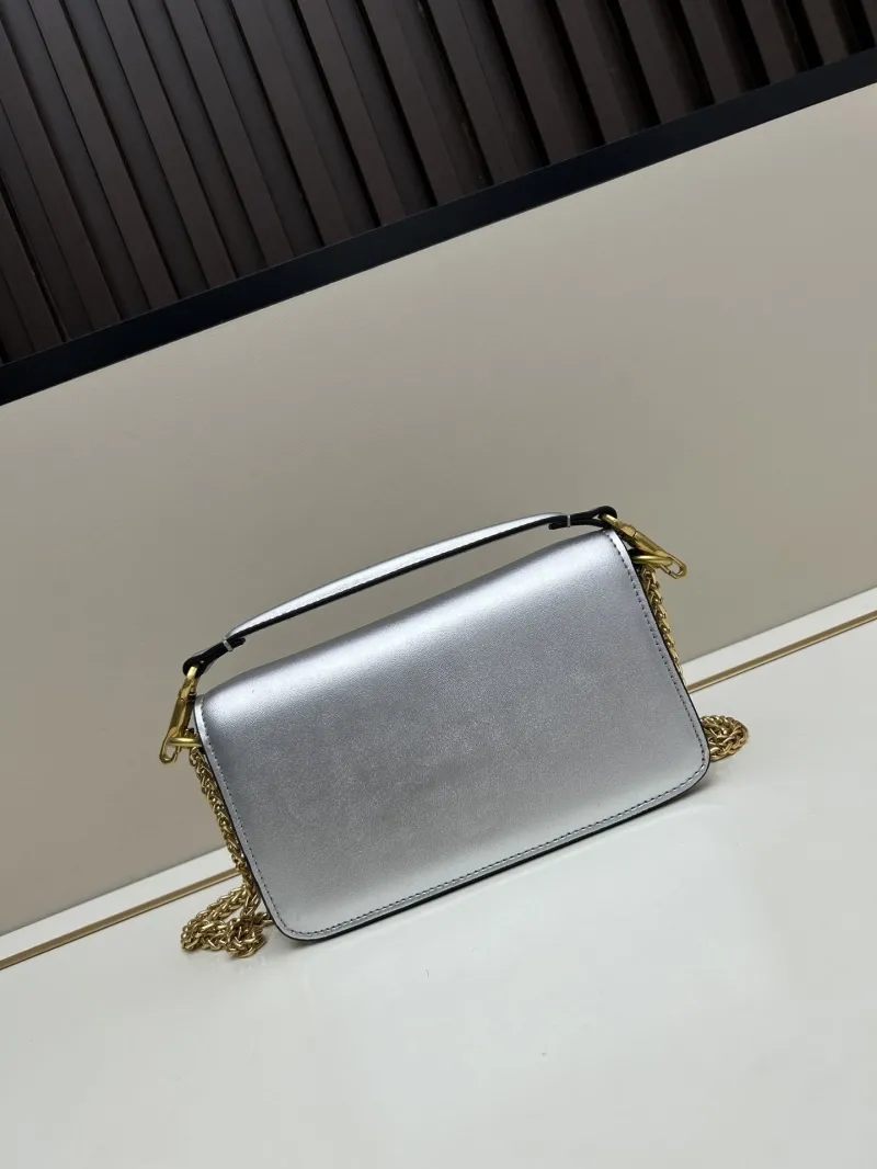 Alternative view of Valentino Silver Leather Chain Satchel Bag 55
