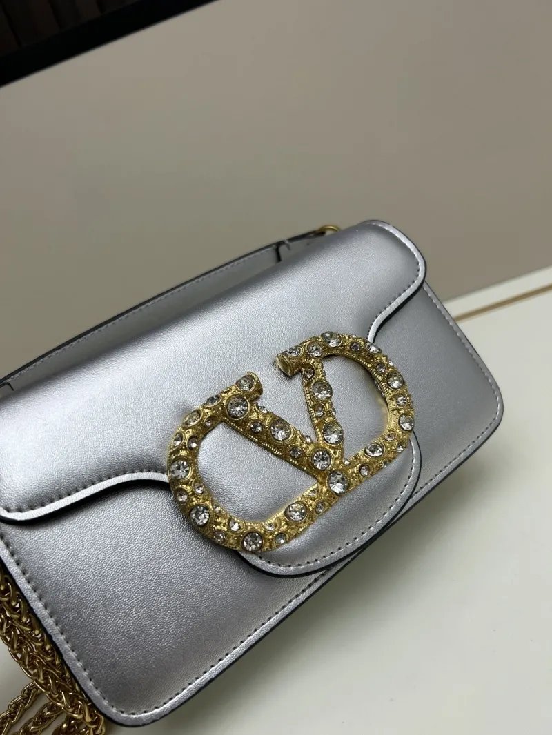 Valentino Silver Leather Chain Satchel Bag 55 - Image 4