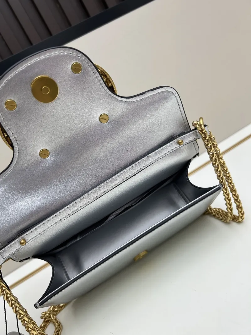 Valentino Silver Leather Chain Satchel Bag 55 - Image 6