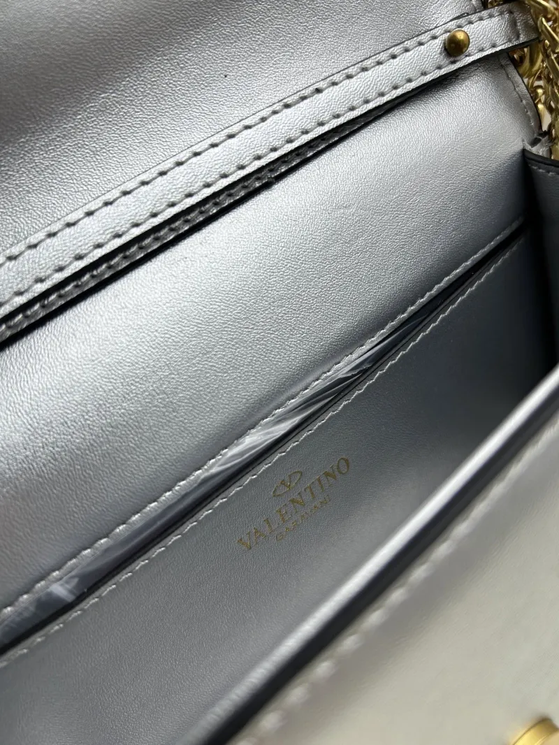 Valentino Silver Leather Chain Satchel Bag 55 - Image 7