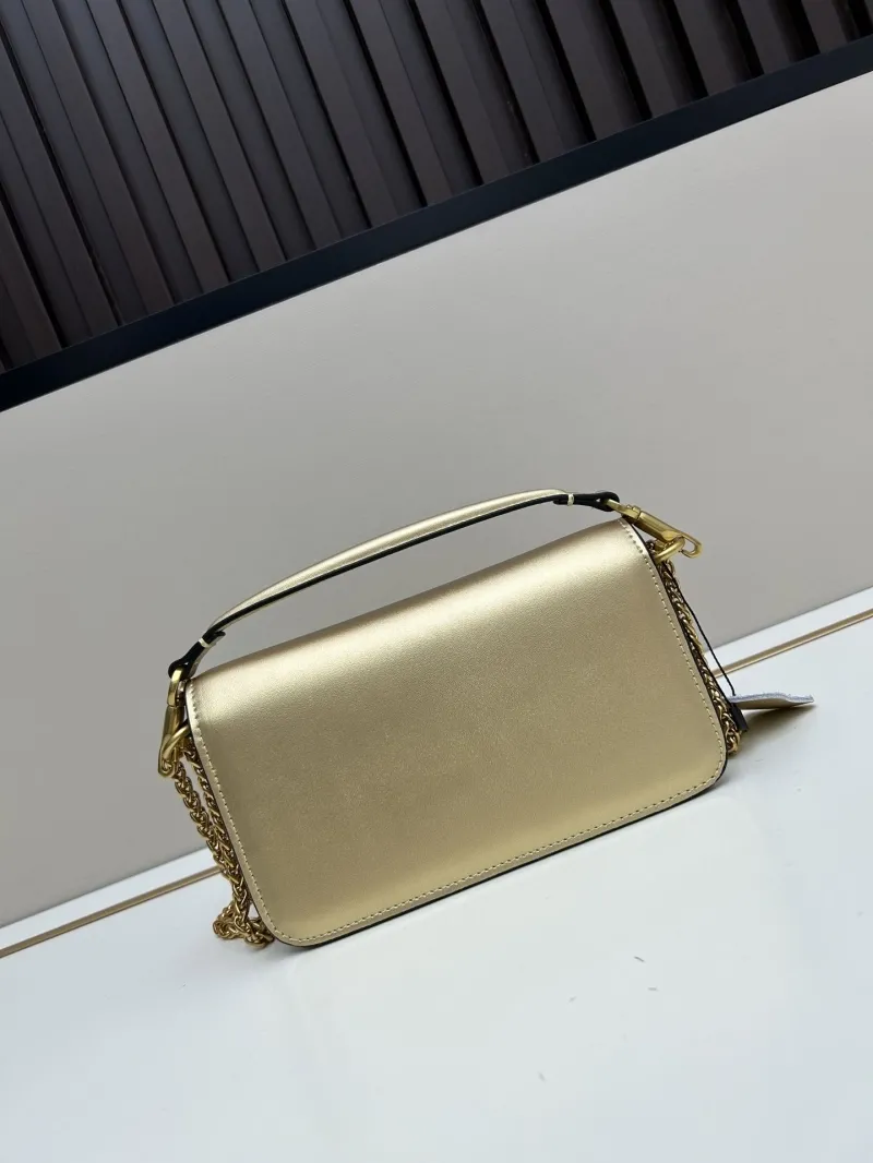 Valentino Gold Leather Chain Satchel Bag - Image 3