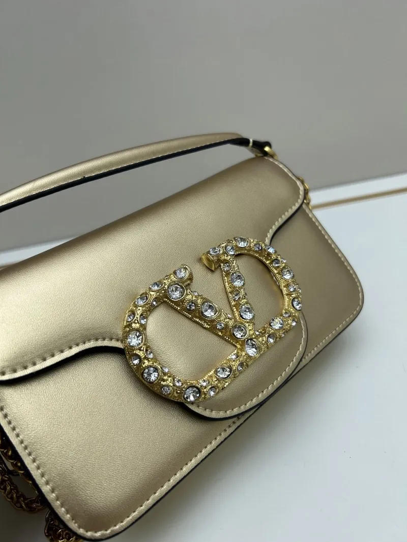 Valentino Gold Leather Chain Satchel Bag - Image 4