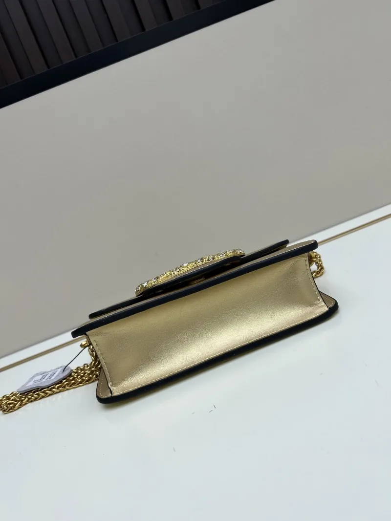 Valentino Gold Leather Chain Satchel Bag - Image 6