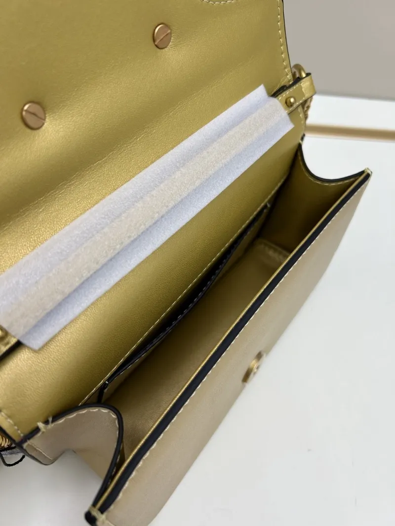 Valentino Gold Leather Chain Satchel Bag - Image 7