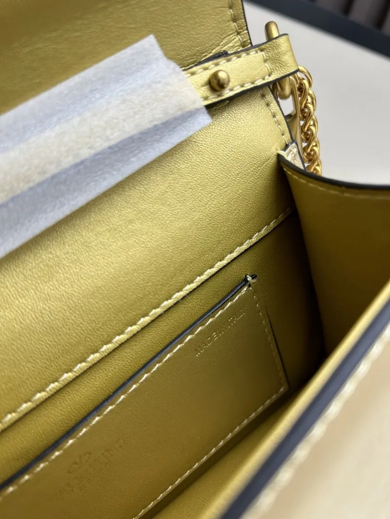 Valentino Gold Leather Chain Satchel Bag - Image 8