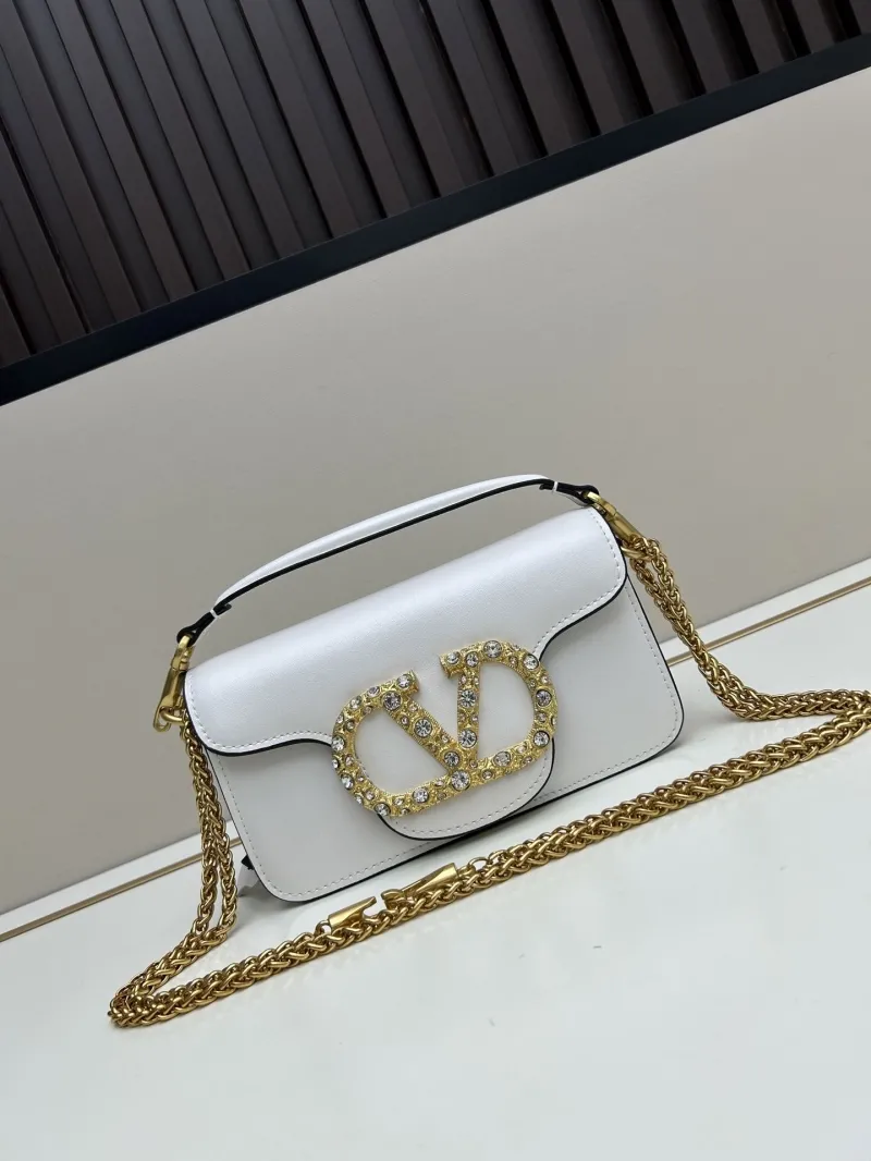 Valentino White Leather Chain Crossbody Bag