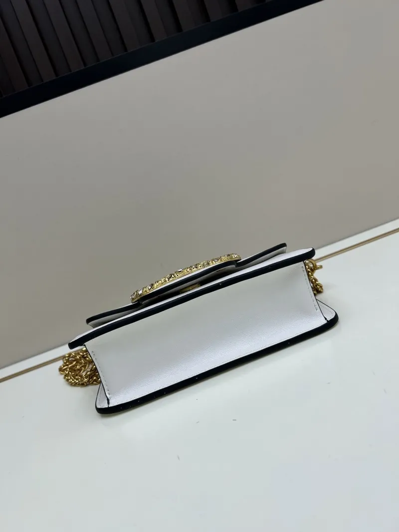 Valentino White Leather Chain Crossbody Bag - Image 6