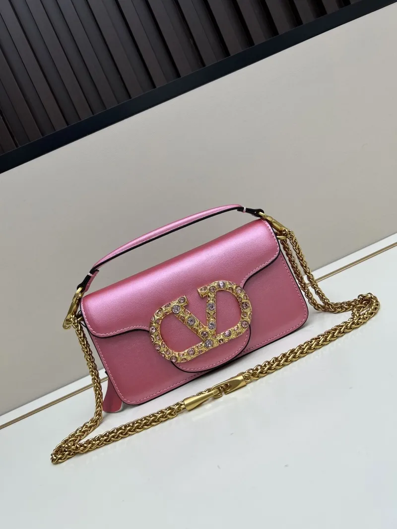 Valentino Pink Leather Chain Satchel Bag 61