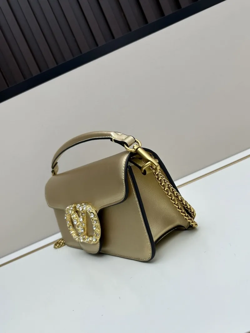 Alternative view of Valentino Gold Leather Satchel Bag with Chain Strap
