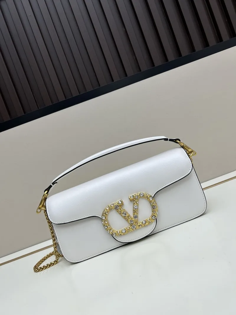 Valentino White Leather Crystal Satchel Bag
