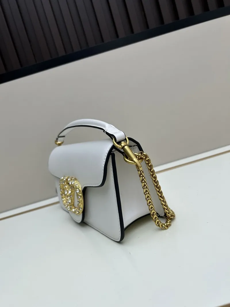 Alternative view of Valentino White Leather Crystal Satchel Bag