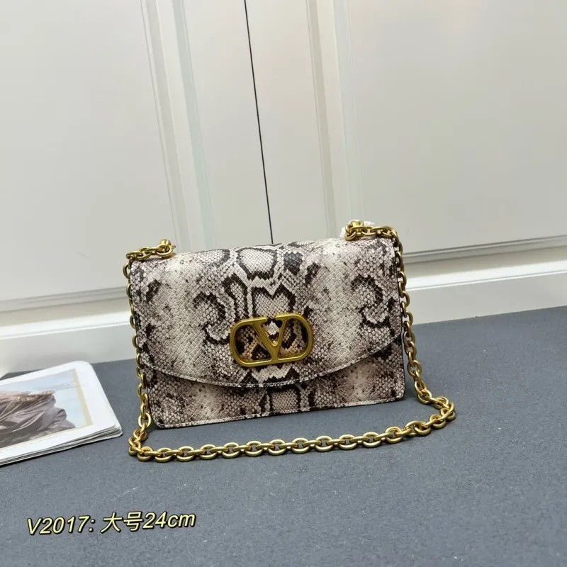 Valentino V2017 Large Snake Print Satchel Bag