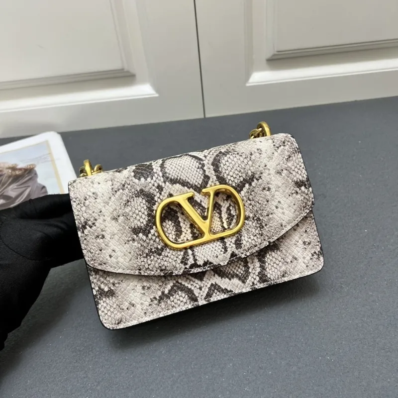 Valentino V2015 Small Snake Print Chain Satchel Bag - Image 3