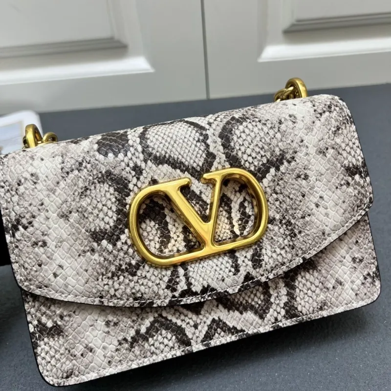 Valentino V2015 Small Snake Print Chain Satchel Bag - Image 4