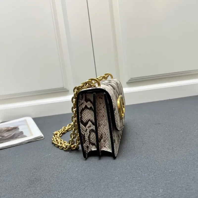 Valentino V2015 Small Snake Print Chain Satchel Bag - Image 6