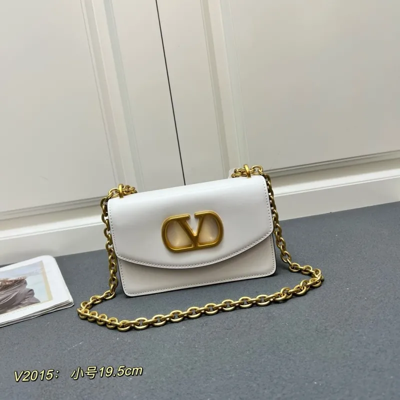 Valentino V2015 Small White Chain Crossbody Bag