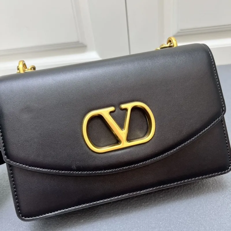 Valentino V2017 Large Black Leather Satchel Bag - Image 4