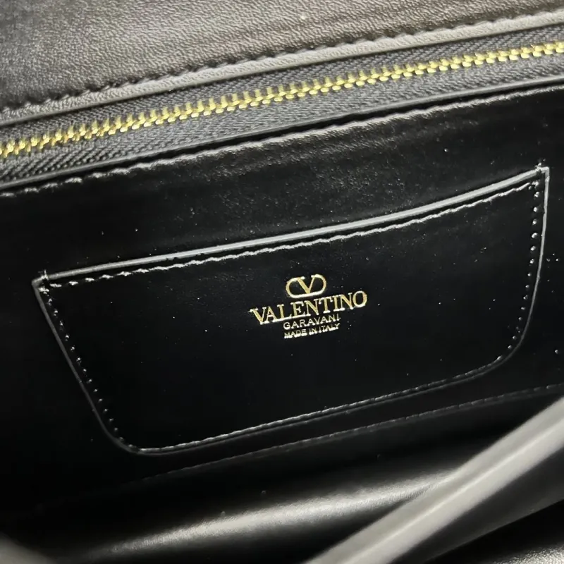 Valentino V2017 Large Black Leather Satchel Bag - Image 8
