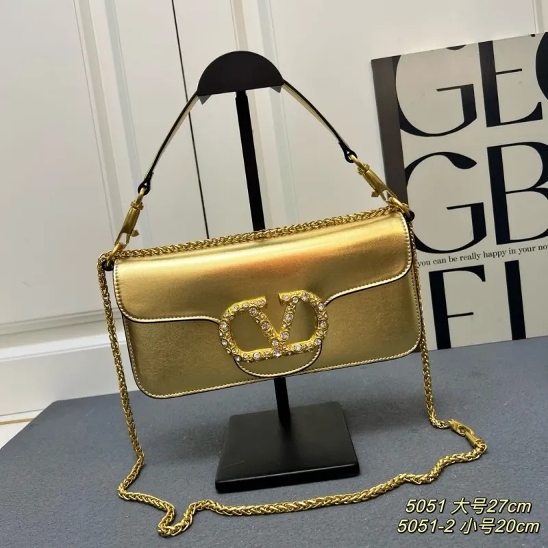 Valentino Garavani Gold Satchel Bag 5051 Large - Image 3