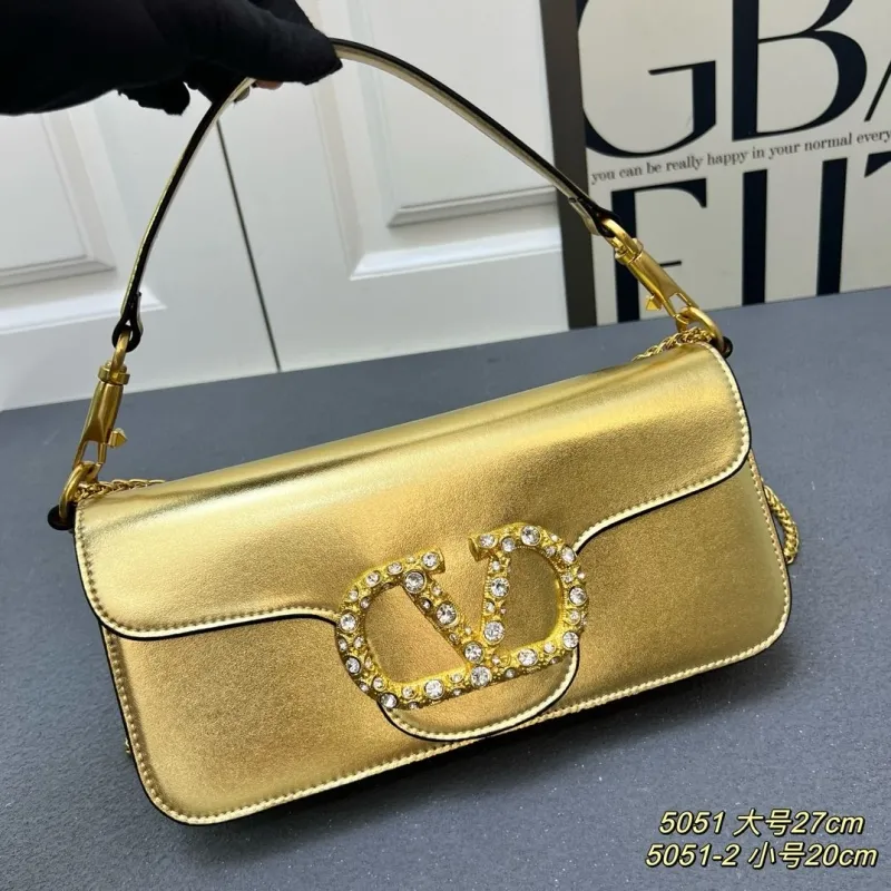 Valentino Garavani Gold Satchel Bag 5051 Large - Image 4