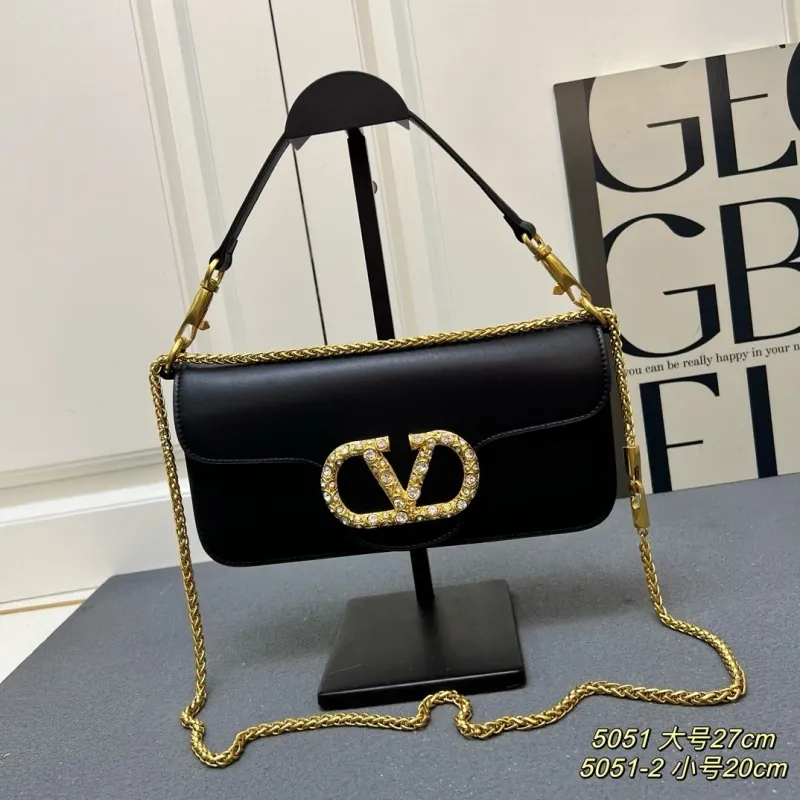 Valentino Black Leather Satchel Bag 5051 Large 27cm Small 20cm - Image 3